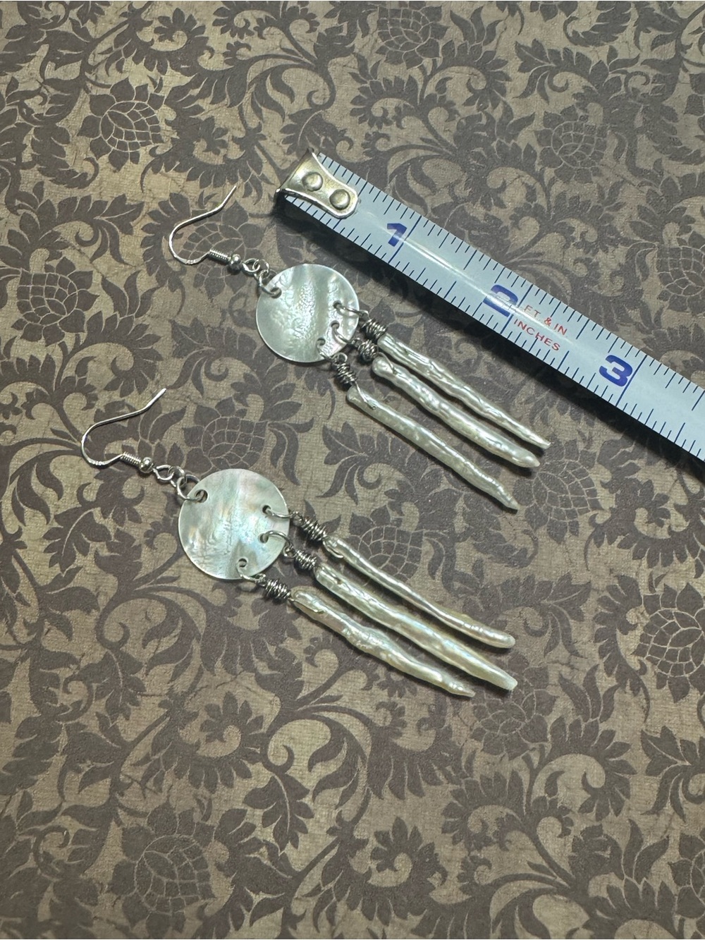 PEARL AND MOTHER OF PEARL EARRINGS - Picture 3 of 7